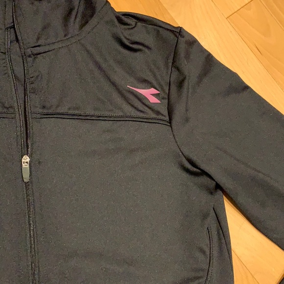 VEUC Diadora Black Zip up Warmup Girls’ Go to Track Jacket - size Youth XL - Picture 6 of 13